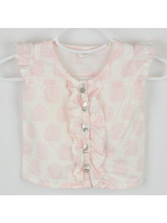 Egg Baby Other - Egg Baby Infant 3-6 Months White Pink Tree Print Button Up Ruffle Sleeve Blouse